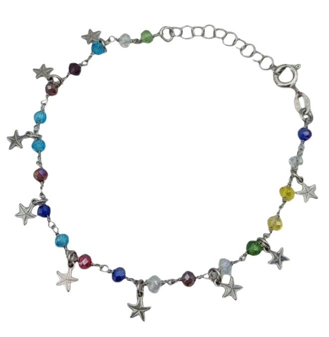 Bracciale cristalli colorati e stelline